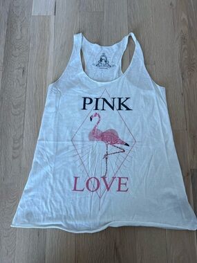 Pink Flamingo Oversized Tank Top 🦩🤍 Graphic